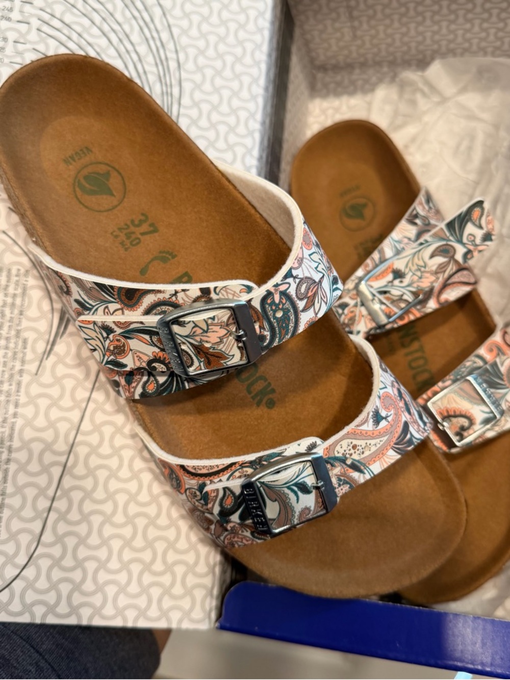 BIRKENSTOCK SYDNEY PAISTLEY LIGHT ROSE VEGAN BIRKO- FLOR NARROW SIZE 37 NEW - Picture 2 of 6